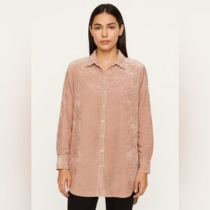 Wilfred Le Fou Women’s XL Crushed Velvet Shirt Button Up Pink Oversized Aritzia